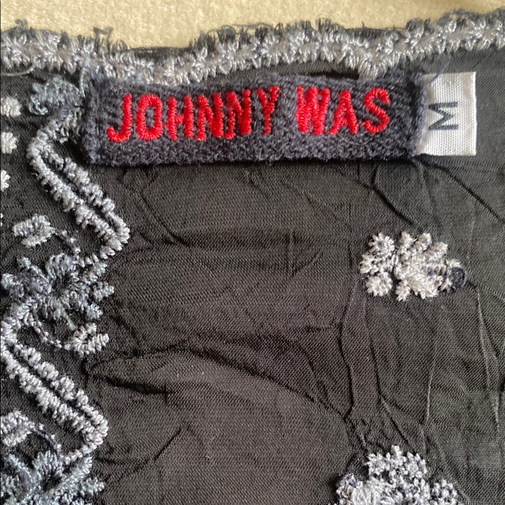 Embroidered Black Top with Floral Accents - Picture 2 of 7